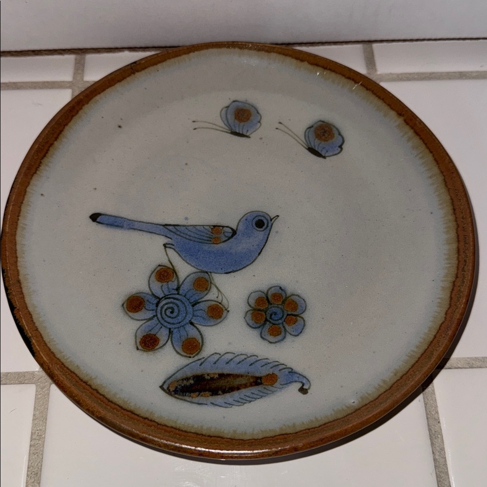 Ken Edwards Mexican TONALA POTTERY El Palomar 7.5” plate #11 🐈‍⬛